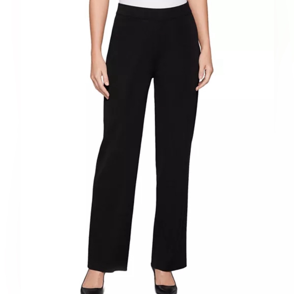 Misook Pants Acrylic Black Knit Wide Leg Pants